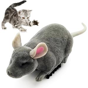 Tipmant Electric Mice Rat Animal Toy Vibration, Moving Pets Cat Dog Puppy Teasing Toys Prank Scary Kids Gifts (Grey Mouse)
