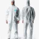 10 Pack Hazmat Suits, Heavy Duty Full Body Disposable Paint Suits, Coveralls with Hood, Elastic Wrists, 2XL
