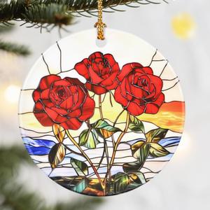 7 x Christmas Ornaments, 2.8in Ceramic Birth Flower Ornament, Xmas Decor, Christmas Tree Ornaments, Xmas Decorations for Tree, Holiday Ornament, Birth Flower Gifts, Gift Ideas, Gifts for Women - June