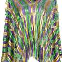 Frienda Mardi Gras Outfit for Women Mardi Gras Poncho Scarf Shawl Costume Apparel Accessories Masquerade Party(1)
