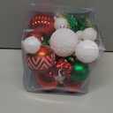 Christmas Tree Ornaments, 56PCS Red White Green Christmas Ornaments Shatterproof Multi Colored Plastic Hanging Balls for Xmas Decoration Holiday Party