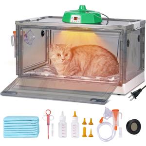 Puppy Incubator with Heating,Temperature Control and Light, Warmer Fan for Ventilation Circulation, Incubator Box for Kitten Puppies and Chick Chicken (55L)
