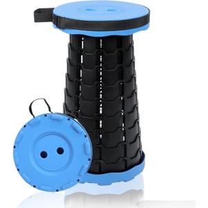 Foldable Telescoping Stool Portable, Retractable Stool for Adults, Upgraded Collapsible Folding Seats with Load Capacity 550lbs, Camping Stools for Adults (Blue)