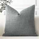 OTOSTAR Linen Throw Pillow Cover Set of 1 Decorative Square Pillowcases Cushion Covers 22x22 Inch for Home Decor Sofa Bedroom Car 55 x 55CM Dark Grey