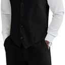 Tiefony Men's Linen 2 Piece Suit Slim Fit Wedding Groom Groomsmen Summer Vest Shorts Set, XL