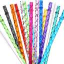 24 Pack Reusable Plastic Clear Swirl Straws, 11" Long Colorful Hard Plastic Tumbler Replacement Straws for 16 OZ 20 OZ 30 OZ Stanley, YETI, Starbucks, Mason Jars, Travel Cups with Brush