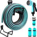1/2 Inch Garden Hose 100 ft with 8 Pattern Spray Nozzles and Holder Heavy Duty Flexible Garden Water Hose for Yard, Lawn, Car Wash and Outdoor Watering