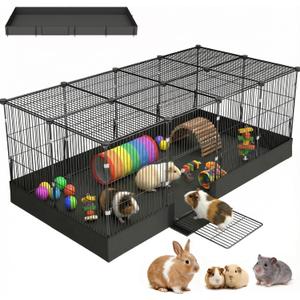 20 Planes Guinea Pig Cages Enclosed Hamster Cage with Door & Waterproof Liner, Expandable Cage for Guinea Pigs, Metal Wire Yard Fence Rabbit Cage