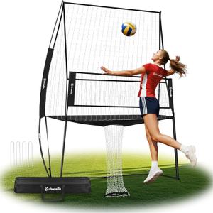 Volleyball Training Equipment, Volleyball Practice Net Station Freely Adjustable Height of Front Net, Volleyball Training Station Indoor Outdoor Backyard Hitting Serving Passing Practice (Black)