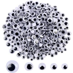 DECORA 500 Pieces 6mm -12mm Black Wiggle Googly Eyes with Self-Adhesive Backs for DIY Crafts Doll Making Sewing Supplies