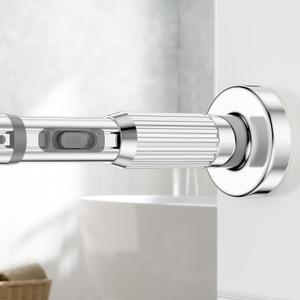 Silver Shower Curtain Rod 41-126In(4-10Ft),Curtain Rods No Drilling,Heavy Duty Large Outdoor Tension Curtain Rod for Windows or Patio,1.26In Diameter Shower Rod
