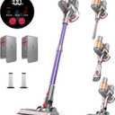 Cordless Vacuum Cleaner, 2 Batteries 120 Mins Runtime Vacuum Cleaners for Home, 45Kpa 550W Stick Vac with Anti-Tangle Design, Self-Standing, 1.5L Dust Cup, Vacuum for Pet Hair/Carpet/Hardwood Floor