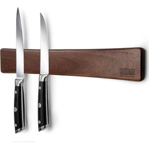 HOSHANHO Magnetic Knife Strips, Magnetic Knife Holder for Wall 16 Inch, Acacia Wood Knife Magnetic Strip Use as Knife Bar, Knife Holder for Kitchen Utensil Organizer