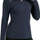 GEMYSE Women's 1/4 Zip Pullover Shirts Long Sleeve Workout Tops Quick Dry Casual Rash Guard Shirts (Black, XL)