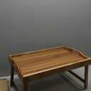 Utoplike Acacia Bed Tray Table for Eating, Large Breakfast Tray with Folding Legs, Wood Serving Trays for Laptop Working