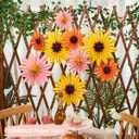 Orange Yellow Paper Fan, Pink, Orange and Yellow Paper Flowers for Sunflower Party Decorations, Paper Flowers Decorations for Wall, Sunflower Birthday Decor, Baby Shower, Classroom Decor