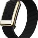 Ultra-Soft Stretchy Nylon Sport Band Compatible with WHOOP 5.0, One, Peak & Life | Adjustable, Breathable, & Sweat-Wicking Replacement Wristbands for Men & Women | NOT for Gen 4 (Black With Gold)