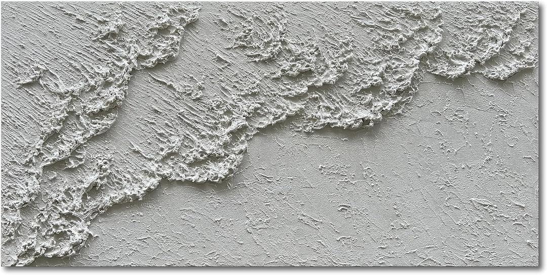 NANKAI Hand Painted White Minimalist Art Painting Ocean Waves Abstract Canvas Oil Painting Home Wall Decoration Art 24x48 Inchs (Nkhb049)