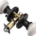NCL White Door Knobs, Oil Rub Bronze Keyless Door Handles, Porcelain Door Levers, Interior Bath Door Knob (Aged Bronze Black)