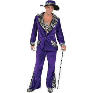 Orion Costumes Men's 70s Purple Velvet Pimp Suit And Gangster Hat Fancy Dress Costume (Extra Large)