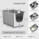 Stainless Steel Litter Box 13.7'' High Sides, XL Metal Cat Litter Box with Curved Low Entry, Cat Litter Pan for Big & Multiple Cats, Pet Toilet with Handy Wheels for Easy Moving
