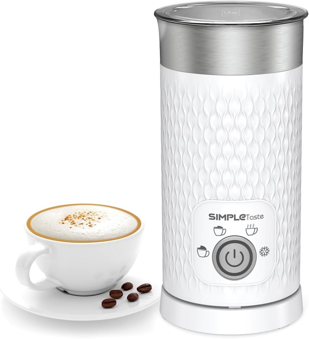 SIMPLETASTE Milk Frother, 4-in-1 Electric Milk Steamer, Automatic Warm and Cold Foam Maker and Milk Warmer for Latte, Cappuccinos, Macchiato, Hot Chocolate