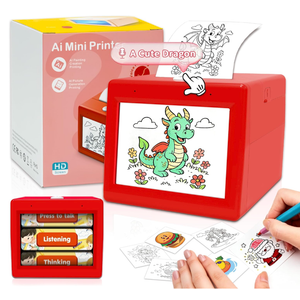 Smart AI Voice Sticker Printer, Kids Toys Spark Imagination Intellectual Development, Mini Thermal Label Printer with Display, Inkless Portable Sticker Maker, 4 Rolls Paper
