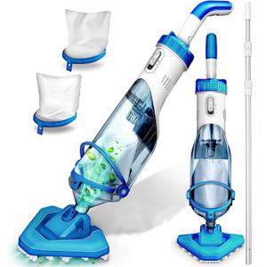 Cordless Handheld Pool Vacuum for Above Ground Pool with 18 Gal/Min Suction, 60 Min Run Time, Rechargeable Pool Cleaner with 60" Telescopic Pole for Sand, Silt in Inground Pools, Hot Tub and Spa (Blue)