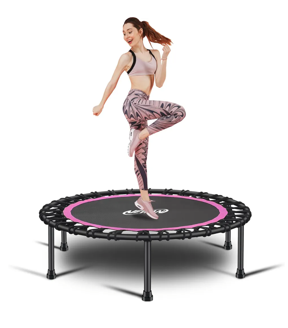 Newan 40" Silent Mini Trampoline Fitness Trampoline Bungee Rebounder Jumping Cardio Trainer Workout for Adults-Max Limit 330lbs