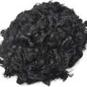 Hair Units Black Mens Afro 360 Waves Curly 20mm Human Hair Replacement System Hairpieces Toupee for Men 8''X10'' #1B Off Black