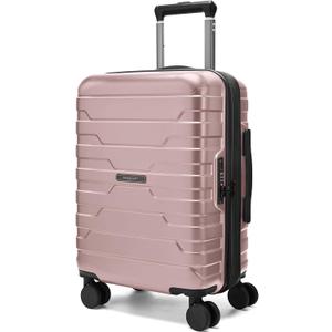 BAGSMART Carry On Luggage 22x14x9 Airline Approved with Spinner Wheels,Lightweight 20 Inch Luggage with TSA Lock,Expandable Hard Shell Carry On Suitcases for Men Women,Rose Gold