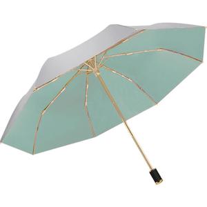 Meichoon UPF 50+ UV Protection Travel Reverse Umbrella Reflective Silver Double Layer Cover 8 Ribs Reinforced Windproof Sun Blocking Foldable Compact for Hiking Backpacking