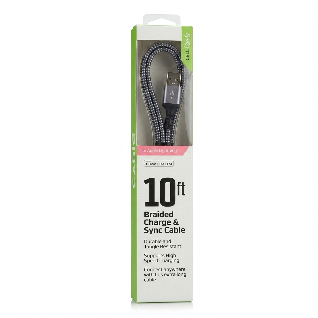 CELLCandy 10 Ft Braided Charge for Apple Lightning