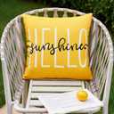 DFXSZ Outdoor Pillow Covers 18x18 Inch Set of 2 Hello Sunshine Decor Yellow Waterproof Summer Outdoor Waterproof Pillow Covers Decor for Patio Funiture Garden Sofa Couch 020B18