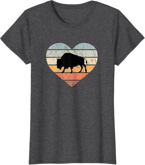 I Love Bison Silhouette North America Heart Wilderness Wisent T-Shirt, Size Small I Love Bison Silhouette North America Heart Wilderness Wisent T-Shirt, Size Small