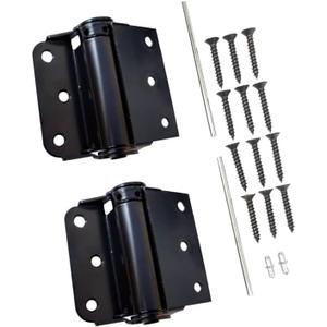 QCAA Adjustable Spring Hinge, Half Surface, 3", Black, 2 Pack(1 Pair), Made in Taiwan