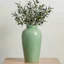 Green Ceramic Vase - 11 Inch Tall Modern Flower Vase for Pampas Grass, Pottery Decorative Vase for Centerpieces, Farmhouse Decor, Living Room, Kitchen, Shelf, Table Decor