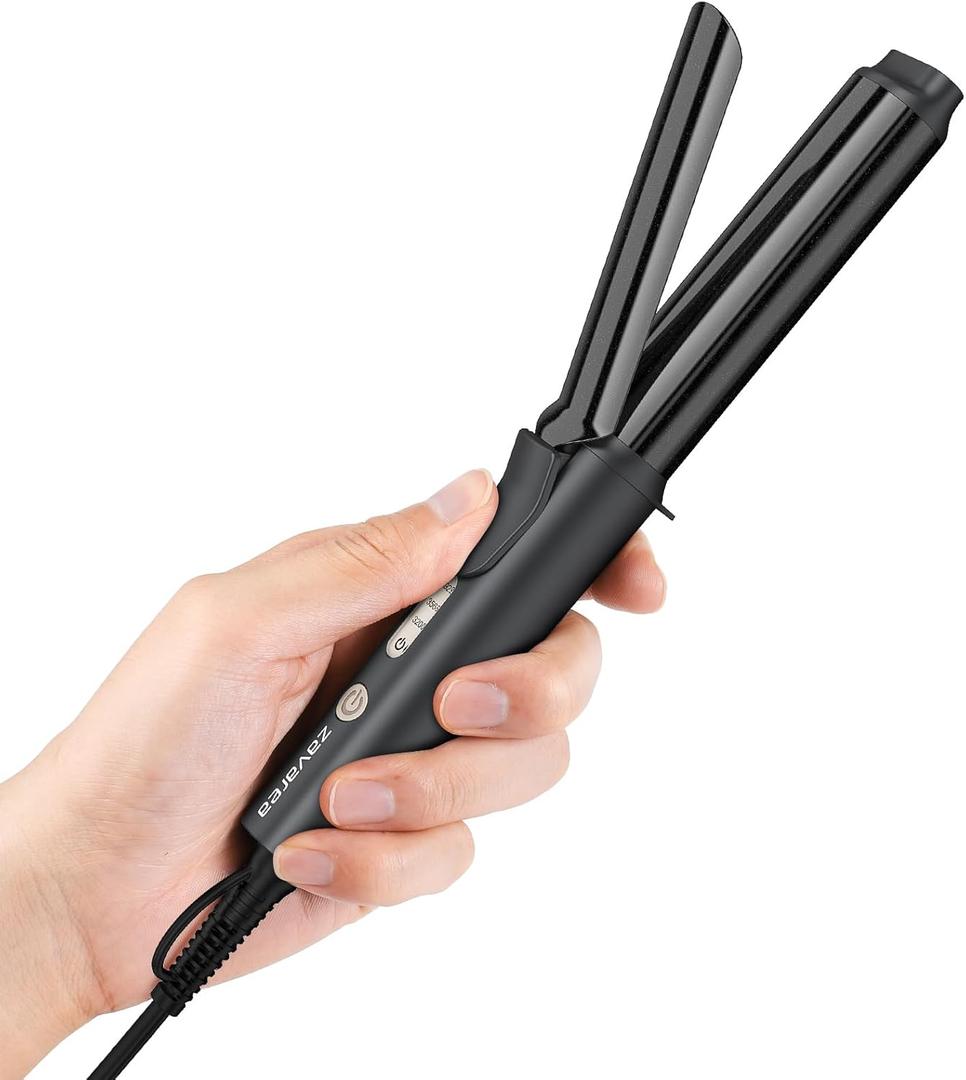 Zavarea Curling Iron for Short Hair, Mini Hair Curler with 1 Inch Ceramic Barrel, 3 Adjustable Temp, Portable Design, Instant Heating, Dual Voltage for Travel, Auto Shut-Off, Includes Storage Bag