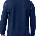 Sailwind Men's Henley Shirts Long Sleeve Button T-Shirt Casual Stylish Cotton Pullover Shirt with Pocket (L)