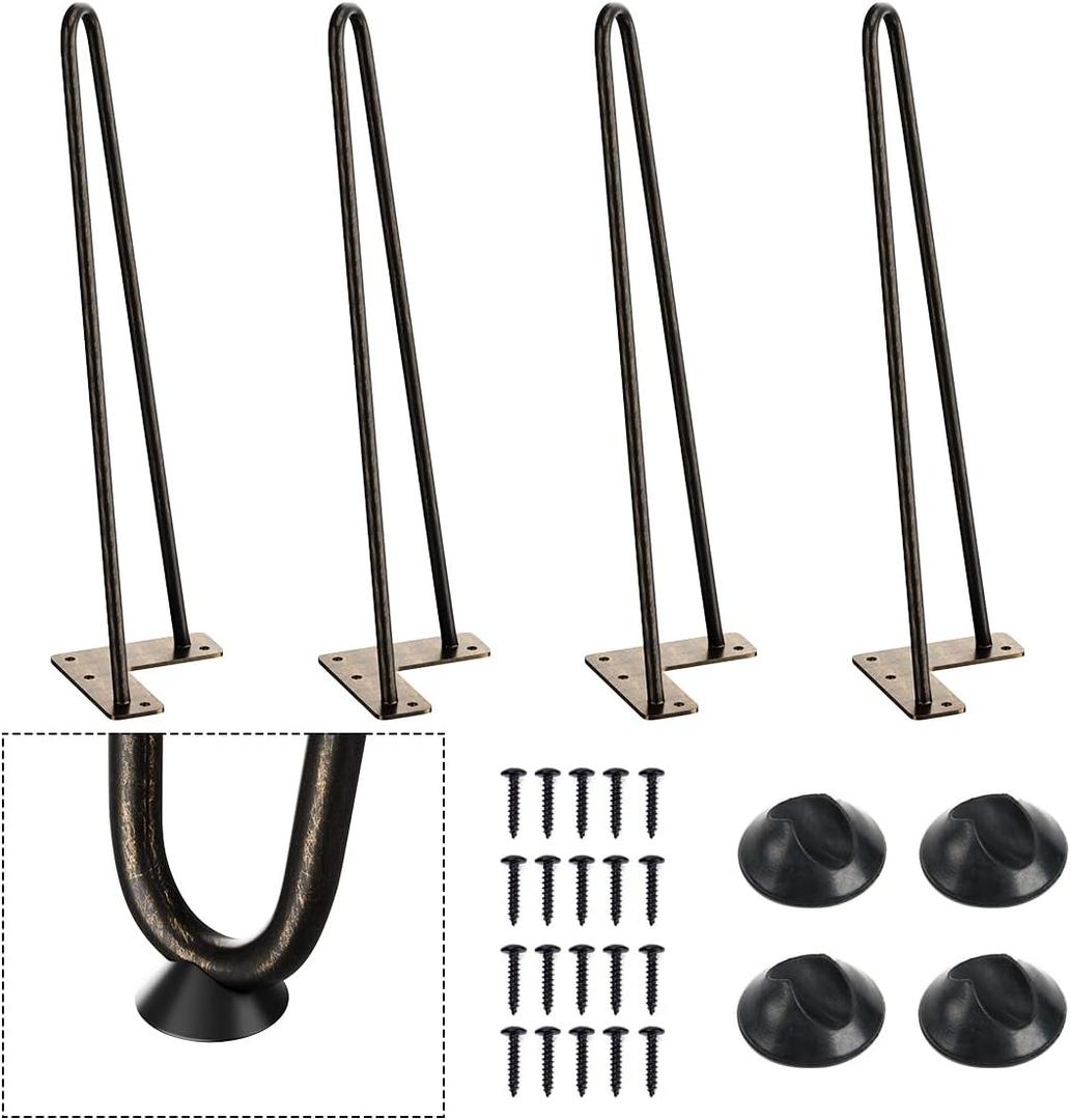 SMARTSTANDARD 16 Inch Heavy Duty Hairpin Furniture Legs, Metal Home DIY Projects for TV Stand, Sofa, Cabinet, etc with Rubber Floor Protectors Bronze 4PCS