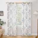 BGment Linen Curtains for Living Room 84 Inch Length 2 Panels Set Floral Leaf Patterns, Light Filtering Privacy Window Curtains for Bedroom Boho Farmhouse Vintage, Each 42 Inch Wide, Navy