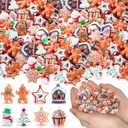 Leinuosen 48 Pcs Mini Gingerbread Christmas Decorations Bulk Gingerbread Man DIY Craft Christmas Tree Ornaments Cookies Decor Miniatures for Crafts Small Xmas Cookies Resin Xmas Decor