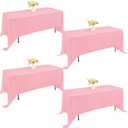 4 Pack Rectangle Tablecloth for 6 Foot Tables Washable Polyester Table Cover for Wedding Dining Table Parties Banquet70x120 Pink