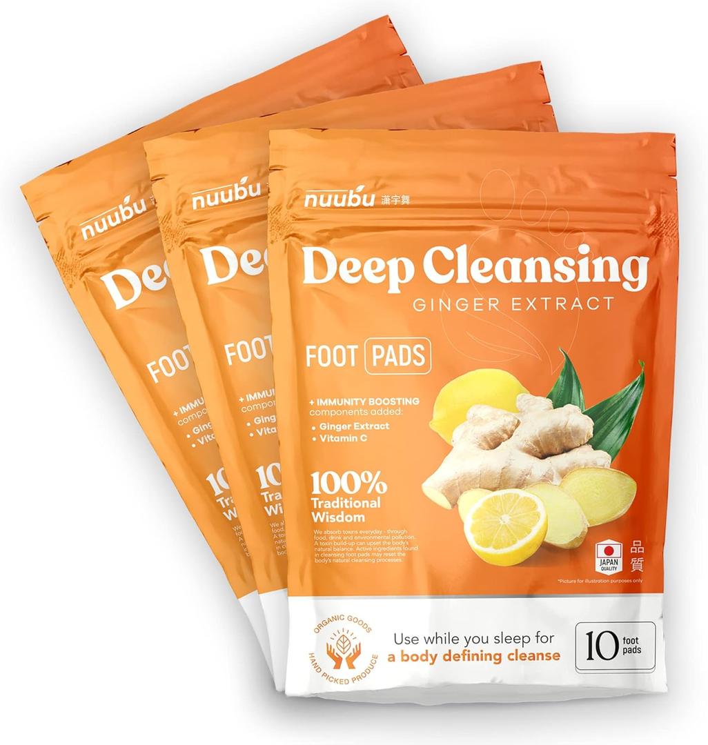 | Ginger Deep Cleansing Foot Pads for Better Sleep & Foot Care | Premium Japanese Organic Feet Pads with Ginger Powder (30 Pc) (Pack of 3 | 30 Pc)