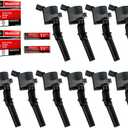 MAS Set of 10 Ignition Coils Pack DG508 & Motorcraft Platinum Spark Plugs SP479 Compatible with Ford E350 E450 F250 F350 F450 F550 Econoline Super Duty F53 6.8L V10 3W7Z-12029-AA AGSF-22W-MX