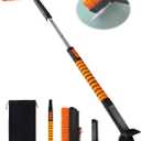 90 Fixed Rotation 3-in-1 Car Snow Brush and Ice Scraper for Cars Windshield with Silicone Squeegee Ergonomic Aluminum Foam Grip Handle 43.3" Extendable for Car Truck SUV Home Winter Snow Removal