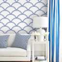 5 x Safiyya 393" x17.7" Wavy Wallpaper Blue and White Wall Paper for Bathroom Peel and Stick Wallpaper Geometric Stripe Removable Modern Contact Paper for Bedroom