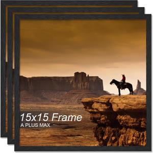 A PLUS MAX 15x15 Picture Frame Set of 3 Black Light Weight Wall Mount