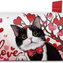 2 x Valentines Day Tuxedo Cat Mailbox Cover Magnetic Standard Size 20.5" x 18", Love Heart Tree Decorative Post Letter Box Wrap Decor, Wedding Garden Yard Outdoor Decoration Pet Lover Gift