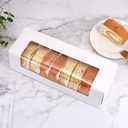 RIFMEAE 24-Pack 12" x 4" x 3.5" Roll Cake Boxes, Loaf Pumpkin Roll Boxes, White Bakery Boxes with Window, Auto-Popup Pastry Boxes